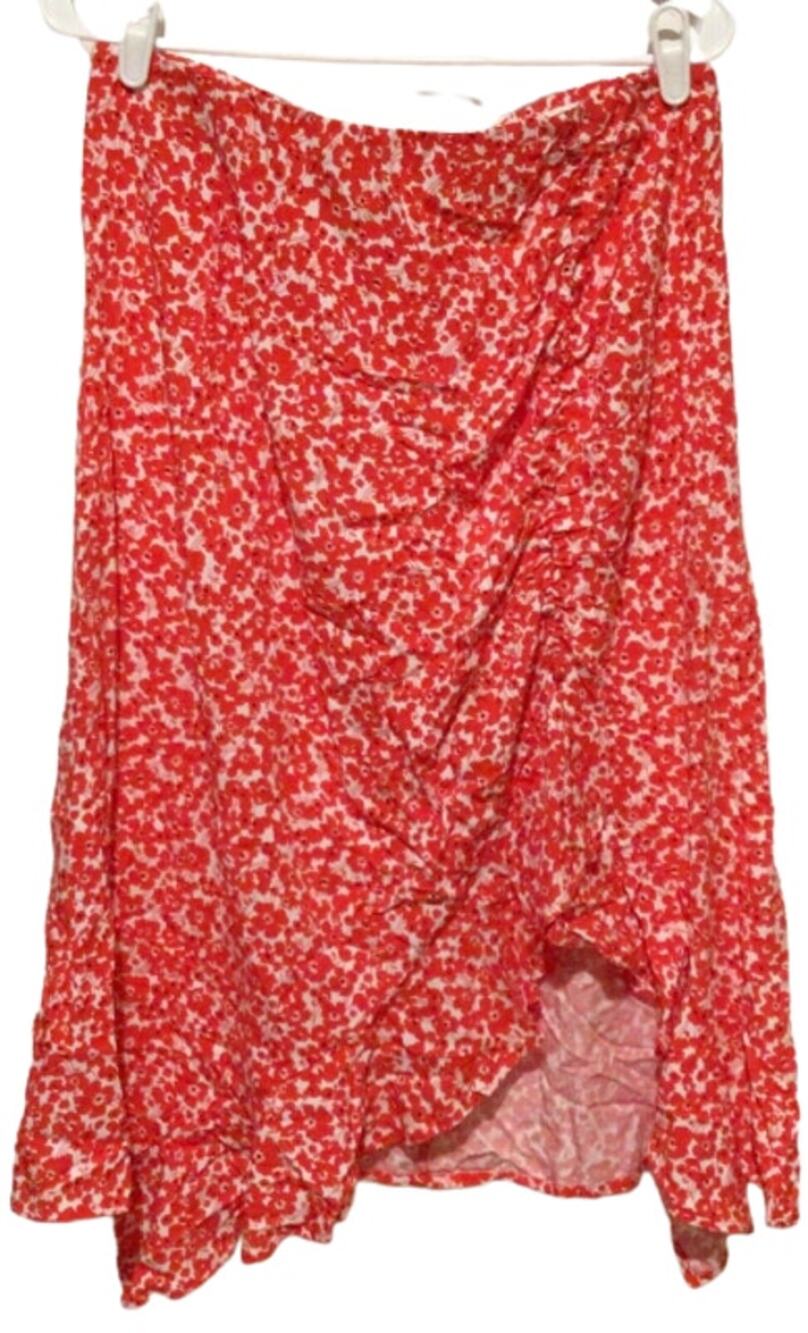 Code X Mode Red Asymmetrical Ruffle Trim Skirt Elastic Waist Womenās Size Large